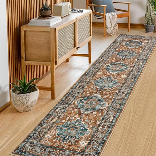 Pauwer Boho Hallway Runner Rug 2x8 Washable Entryway Area Rugs Non Slip Farmhouse Vintage Floor Mat Carpet Runner for Hallways Laundry Room Kitchen Bathroom Bedroom