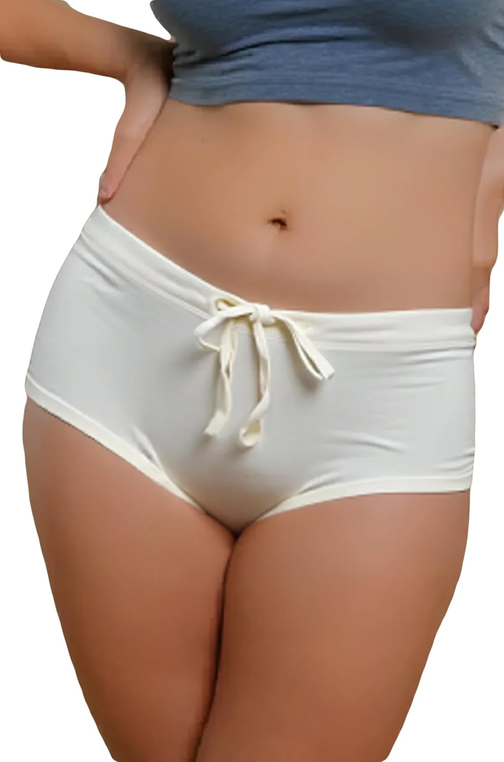 Cottonique Organic Cotton Women's Elastic-Free Midrise Drawstring Boybrief, 2-Pack