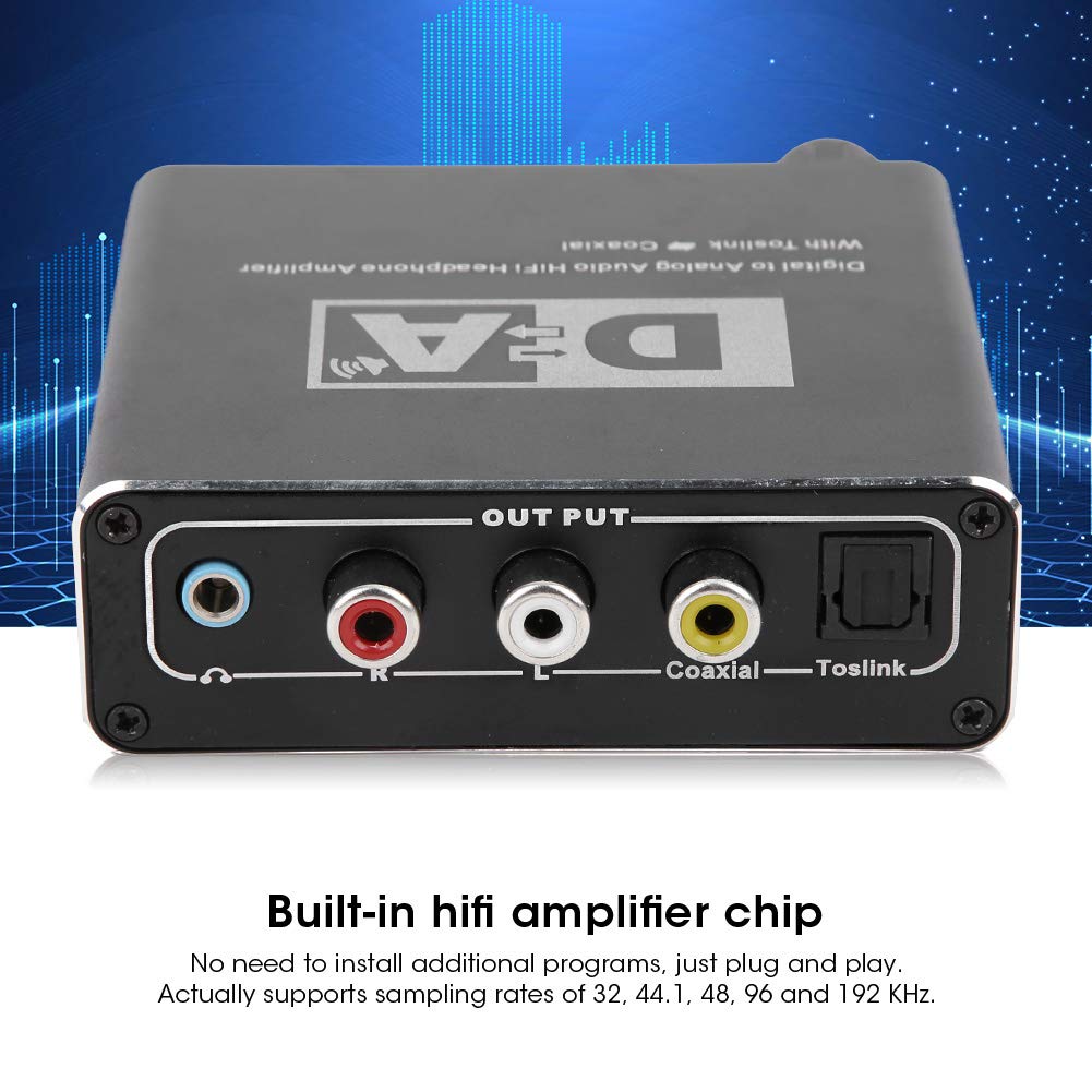 Draagbare digitaal naar analoog audio-omzetter coaxiale optische vezel naar analoog R/L-signaal 3,5 mm jack-adapter voor thuisbioscoop - 192 kHz Draagbare digitaal naar analoog audio-omzetter coaxiale optische vezel naar analoog R/L-signaal 3,5 mm jack-adapter voor thuisbioscoop - 192 kHz