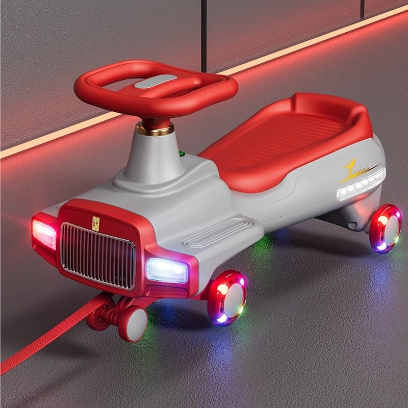 Samochodzik na huśtawce, Wiggle Car Fun rozświetla skuter samochodowy z muzyką podświetlane koła realistyczne reflektory zapobiegające przewróceniu Cars Swing Card(Sky Blue)