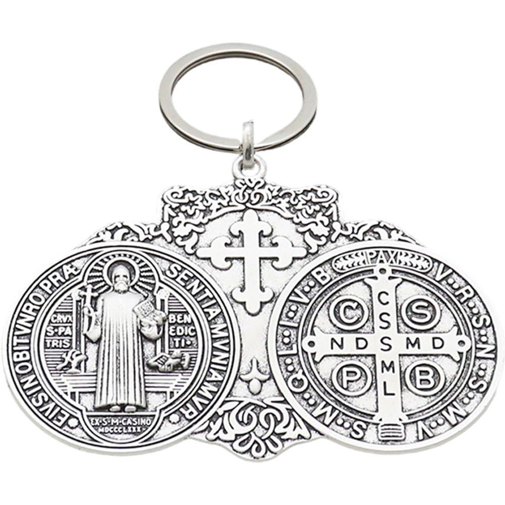 Luxylei St Benedict Medals, Metal Saint Benedict Pendant, Christmas Vintage Cross Medal for Door Wall Desk Display, Catholic Protection Art Decor