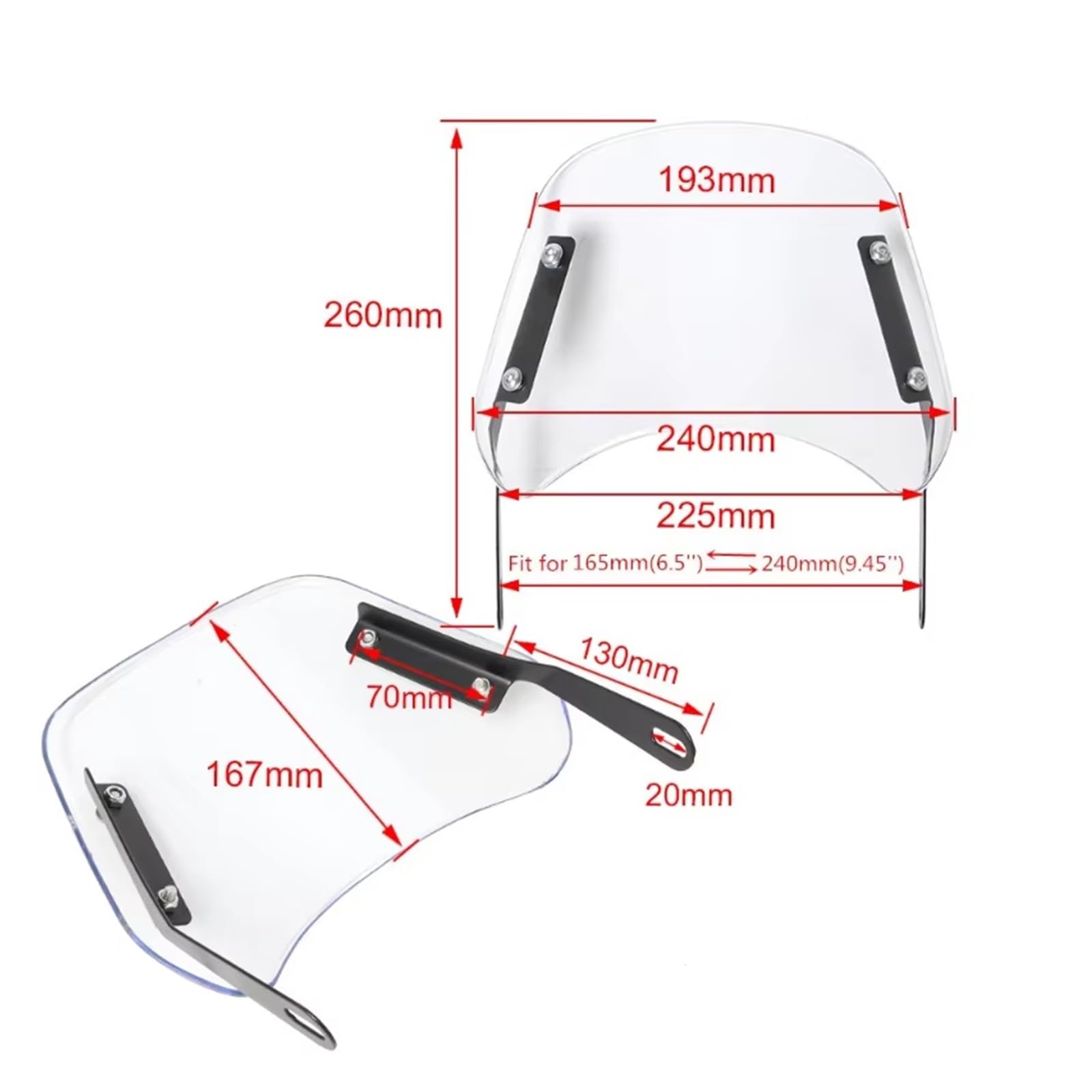 déflecteur Moto pour CG125 Couvercle De Protection pour Pare-Brise Avant Moto Rétro Modifié(Jaune)