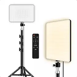 Ring Light Iluminador LED Retangular 19'' Profissional com Tripé de 2m – 400 LEDs, Controle Remoto, Luz Quente e Fria (2800K-6500K) – Ideal para Estúdio, Foto, Vídeo e Maquiagem