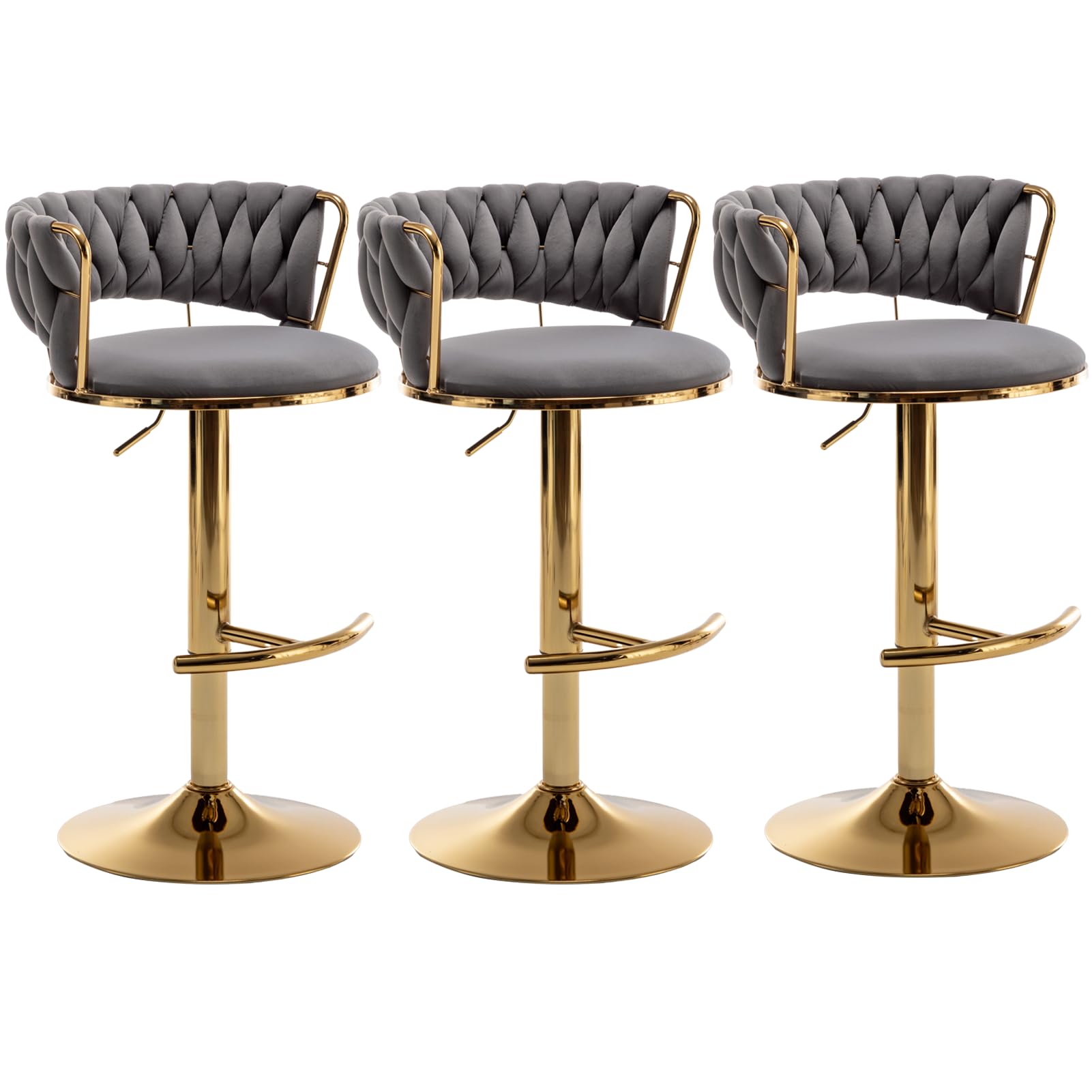 Riknuxi Velvet Bar Stools Set of 3