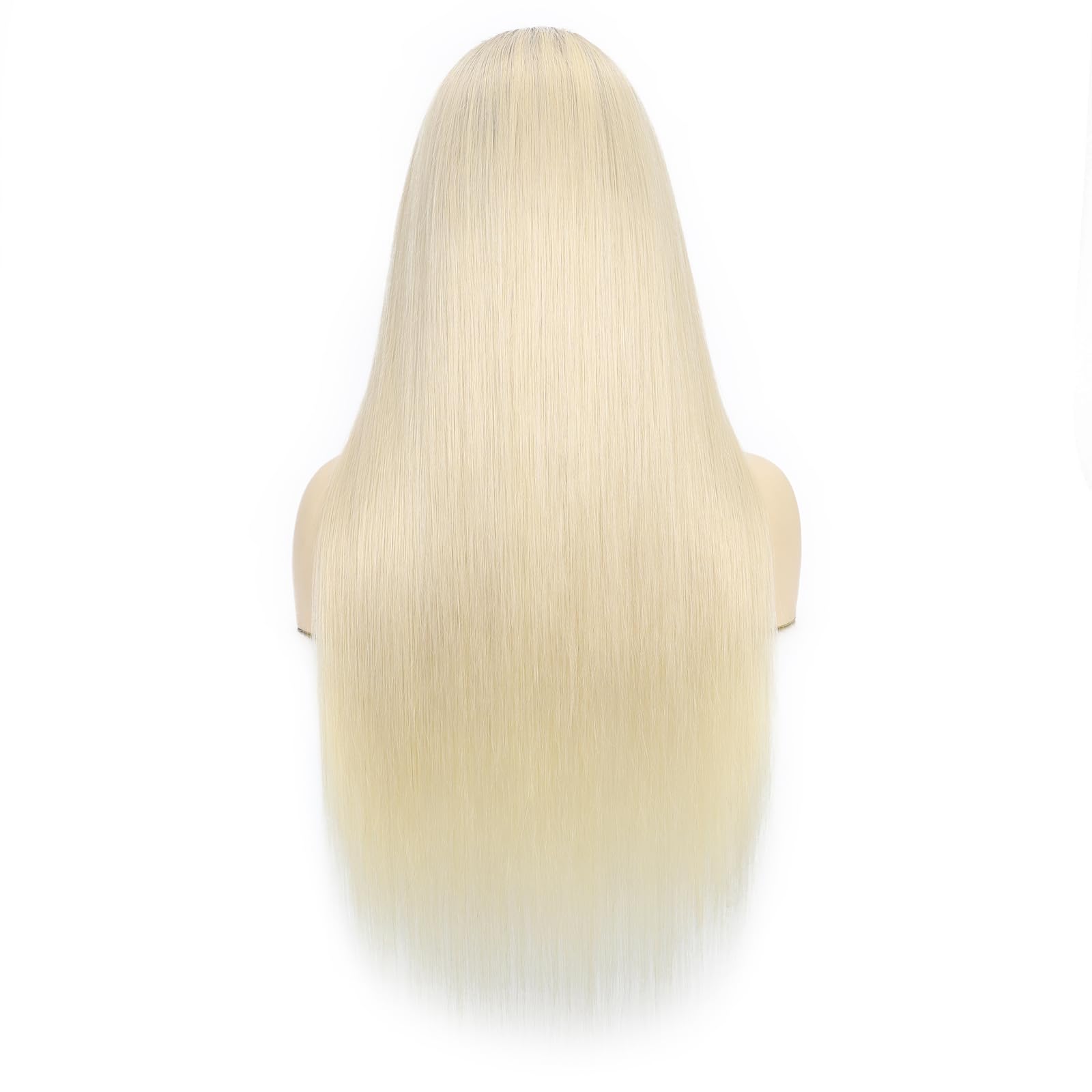 Peruka z prawdziwych włosów ombre, jasny blond dla kobiet, bezklejowa, koronkowa peruka (13 x 6), 100% ludzkie włosy Remy, ciemne wzory, 55 cm