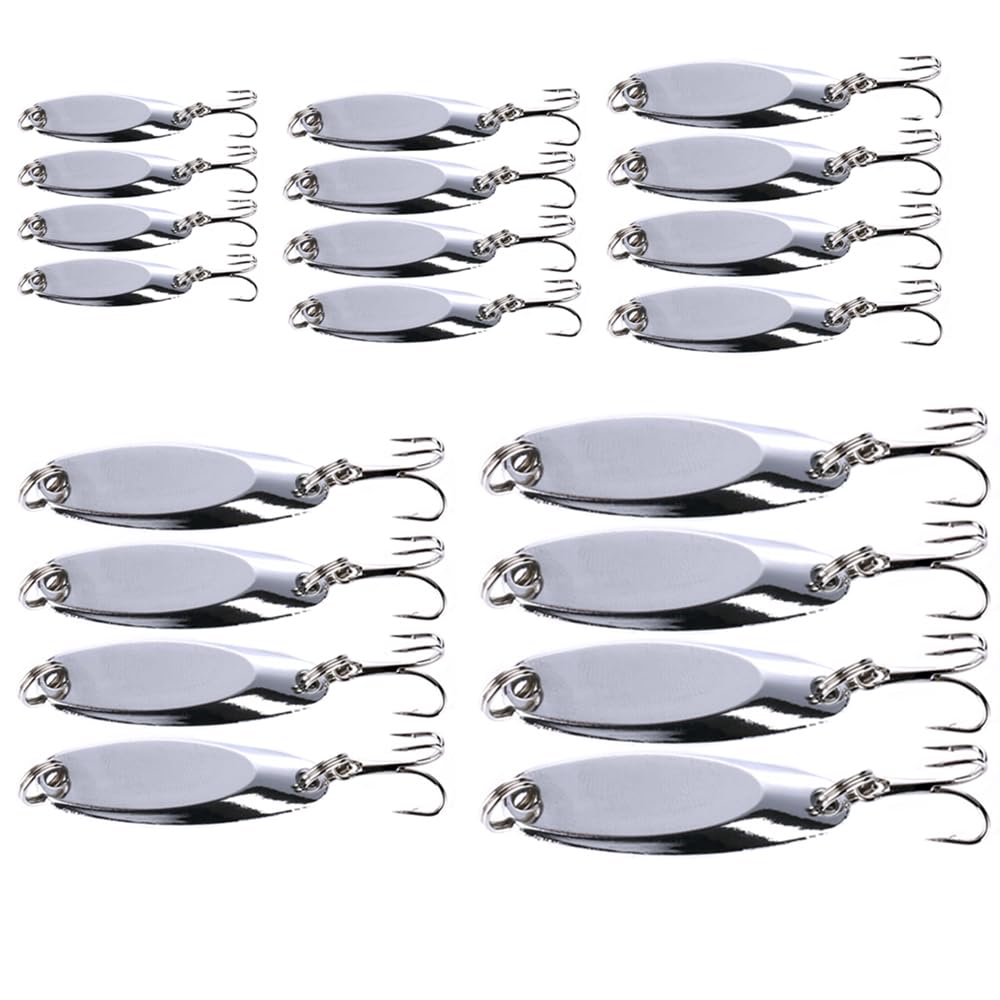 20PCS Metal Sea Fishing Lures Fish Hooks Spoon Lures Sea Fishing Tackle Mackerel Cod Sea Bass Pike Spinner Lures Fishing Tackle Tool