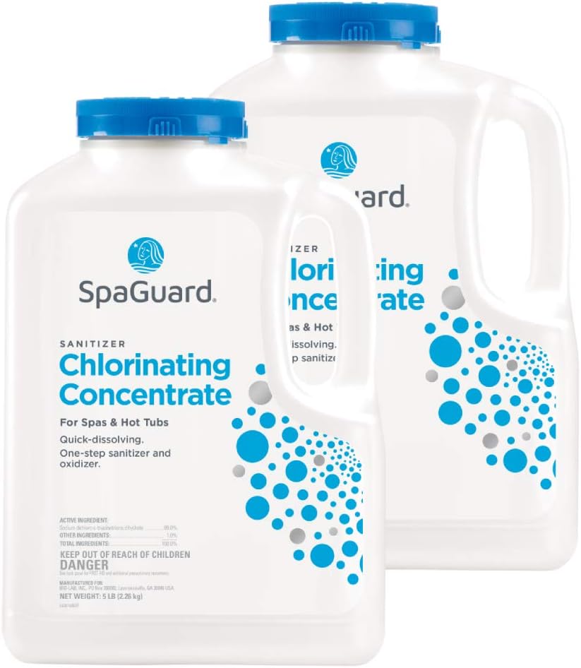 SpaGuard Spa Chlorinating Concentrate, 5 lb, Pack of 2, Advanced Spa Water Treatment for Hot Tubs and Spas, Quick Dissolving Oxidizer