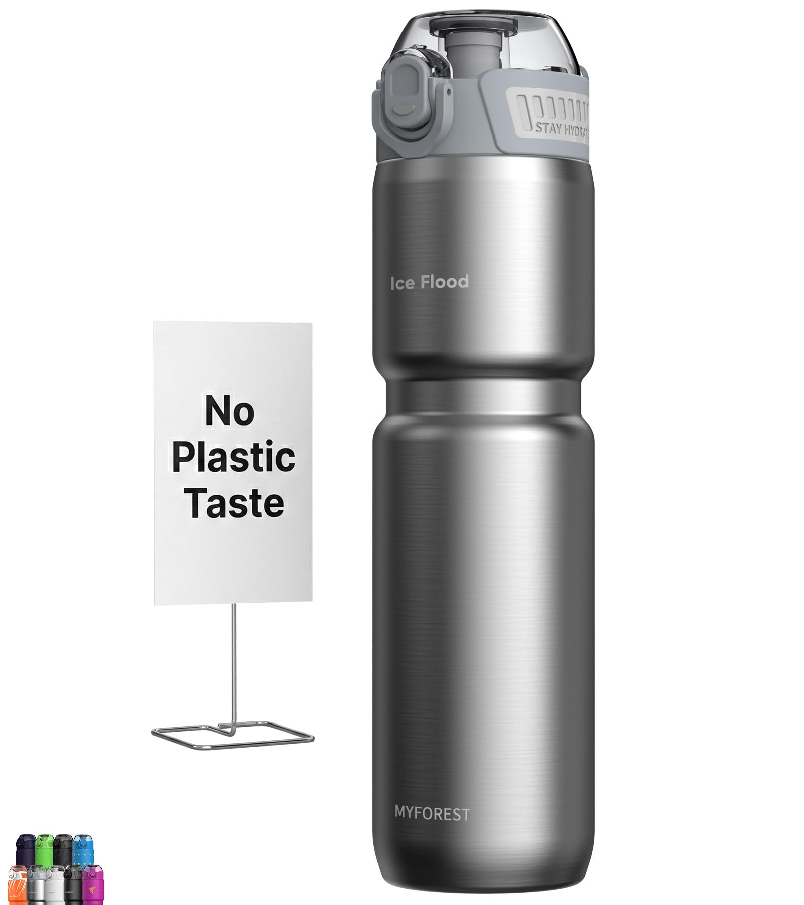 MYFOREST Insulated Bike Water Bottle 24oz 700ml Glossy Steel