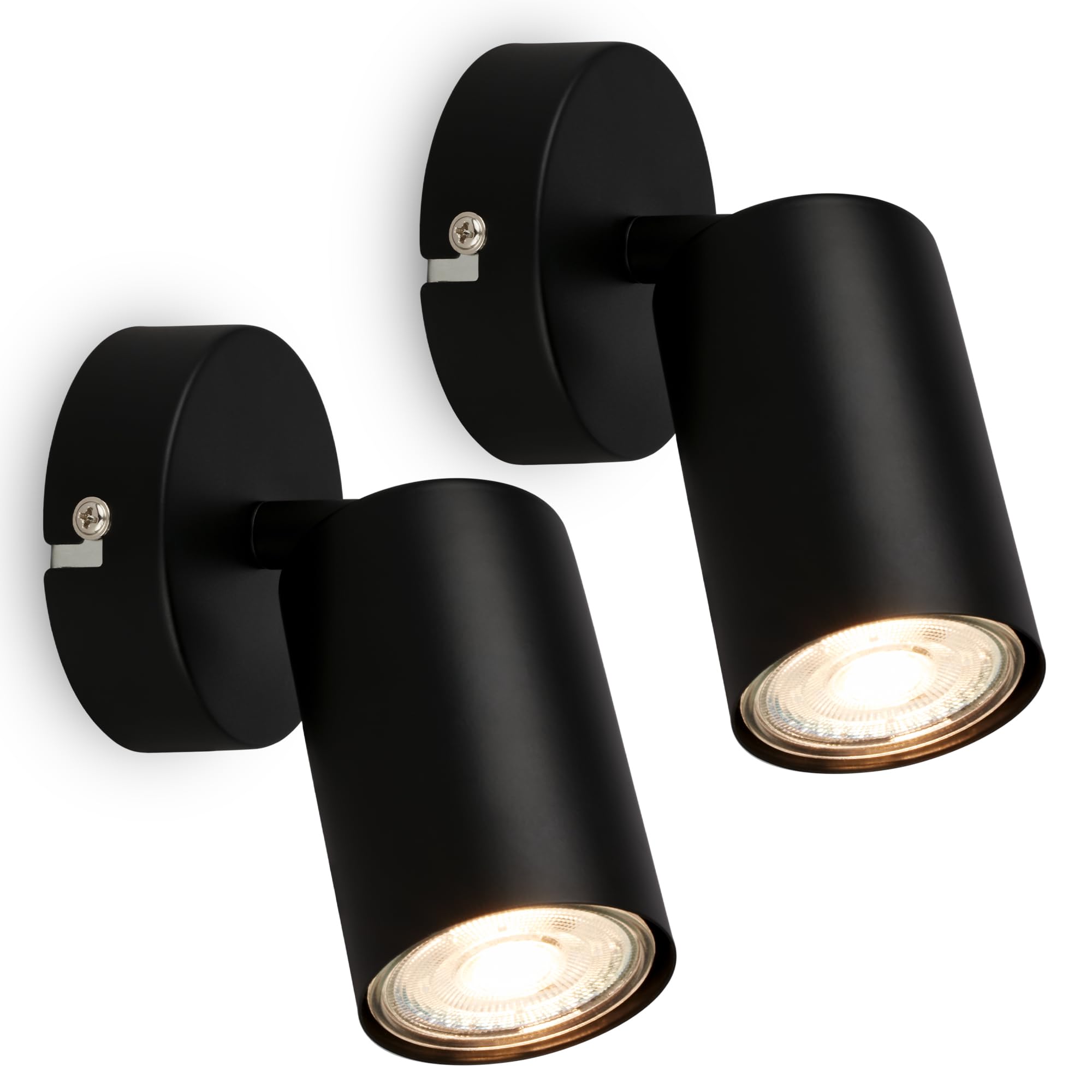 BRILONER - Set di 2 applique da parete per interni, attacco GU10, max. 9 W, applique camera da letto, interno, lampada parete, camera da letto, 8 x 15,5 cm, nero