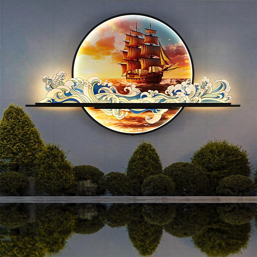 現代的な屋外景観防水壁絵ランプサークル創造壁画中国風クリエイティブ