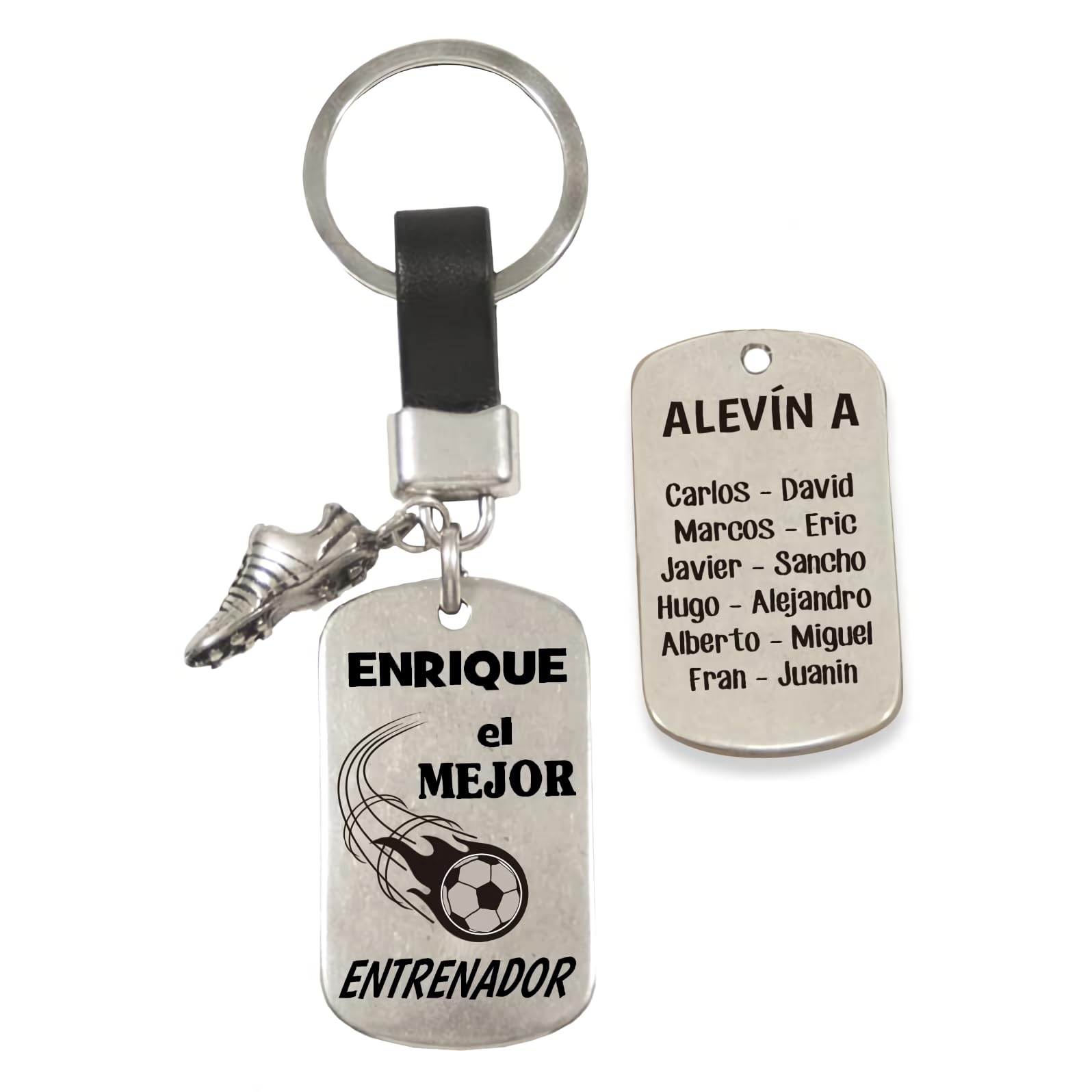 Genérico Llavero de cuero personalizado EL MEJOR ENTRENADOR/A. Regalo para ENTRENADORES. Regalo para FIN DE TEMPORADA o FIN DE CURSO. Equipos de fútbol