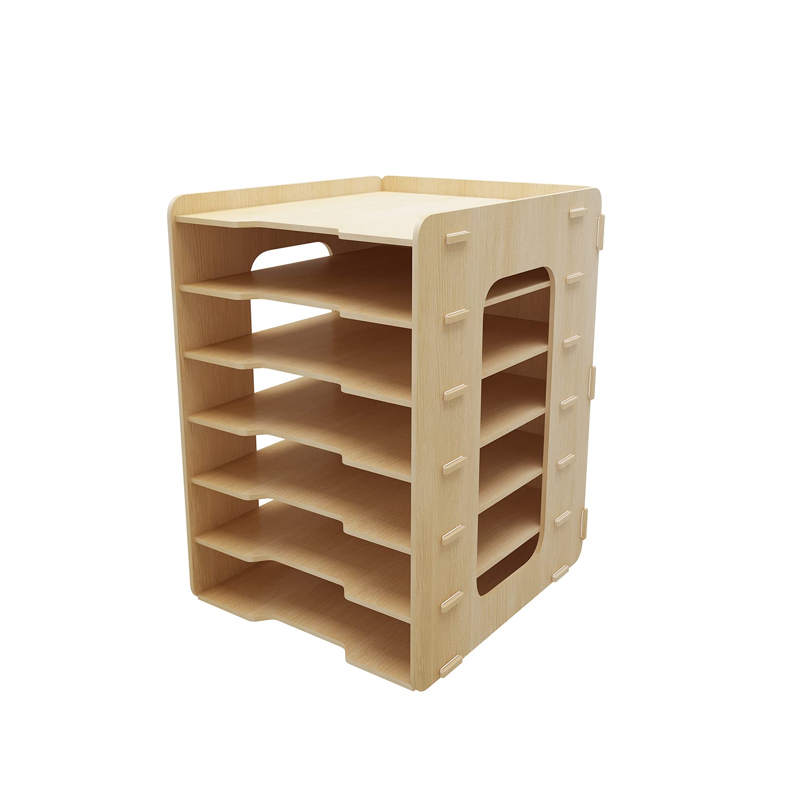 PUNCIA Organizer Libri 7 Ripiani in Legno Organizzatore Documenti Scrivania Scatola Archivio Porta Fogli A4 Porta Documenti Scrivania Ufficio Orizzontale Desk Organizer per Ufficio Casa Scuola
