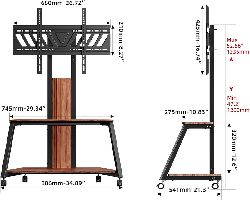 BESHI Heavy Duty Mobile TV Stand with Wheels for 32-85 Inch TVs image 4