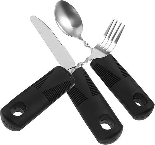 Miniatura 7 de 3pcs Weighted Utensils Elderly Cutlery Set Non-slip Adaptive Tableware for Hand Tremor