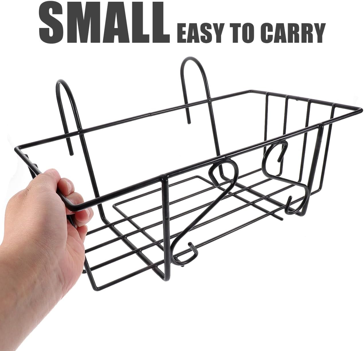Cabilock 2Pcs Balcony Hanging Railing Planter Basket Flower Pot Holder Plant Iron Racks Fence Metal Potted Stand Mounted Rectangular Plant Baskets Shelf for Fence