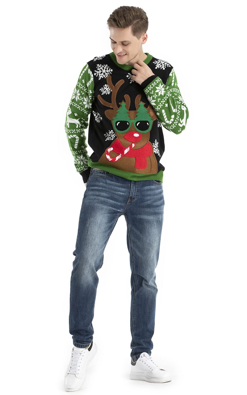 OFF THE RACK Suéter feo de Navidad para hombre - - Medium