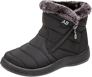 Botas Femininas De Neve Inverno Impermeável, botas femininas grossas e quentes, pelúcia quente e calçados casuais sapatos impermeáveis ultraleves (Preto, 37)