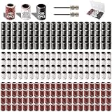 STEBRUAM サンディングバンド サンディングリング 242枚 #80(赤)/#120(ホワイト)/#180(ブラック)各80個 サンドドラム 回転工具用 サンディングドラム 2本軸 ドラムサンディングキット 金属研磨 DIY工具
