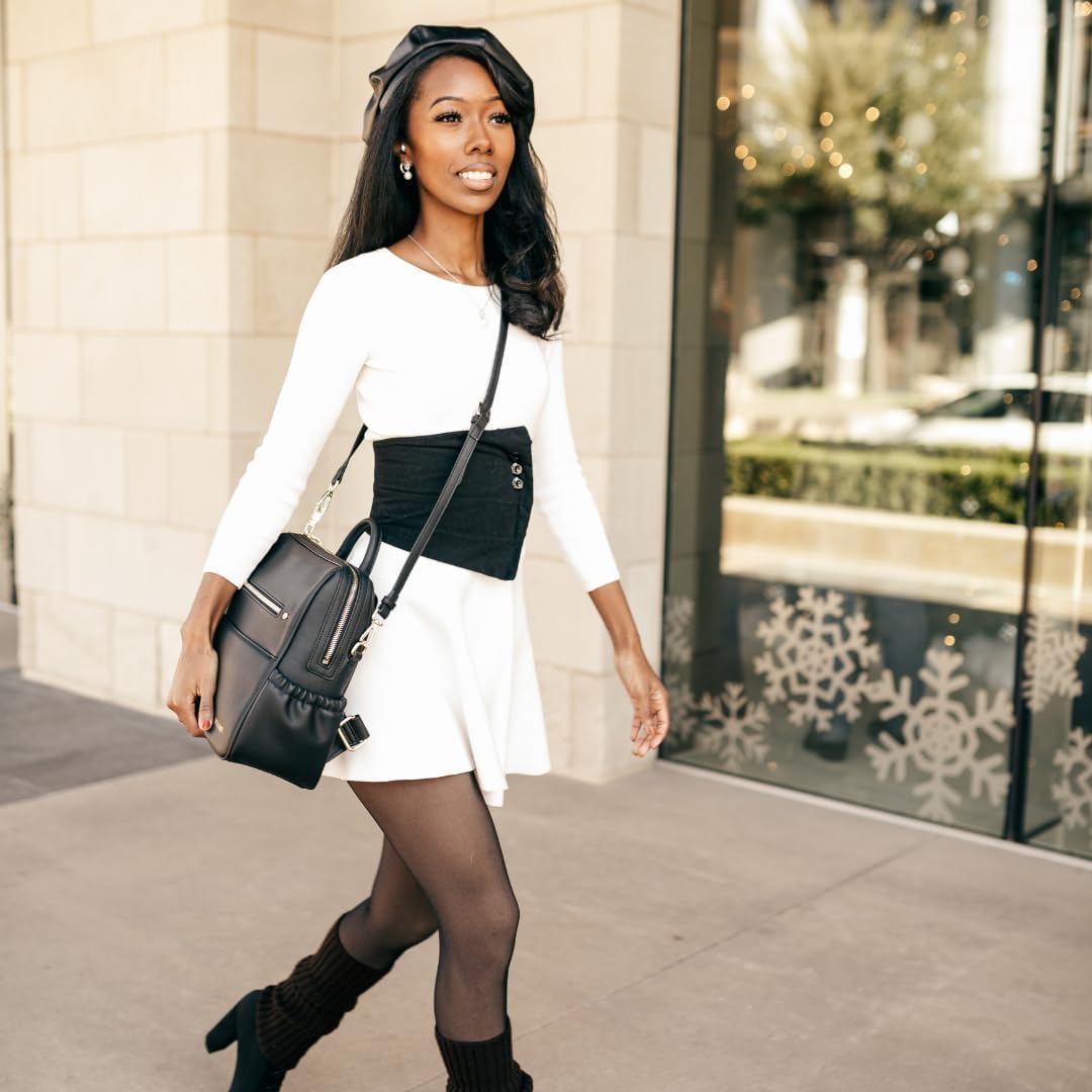 YUUMA Mini Diaper Bag Backpack | Women & Moms | Small Vegan Leather Backpack Purse | Lightweight & Compact (Onyx) - Image 9