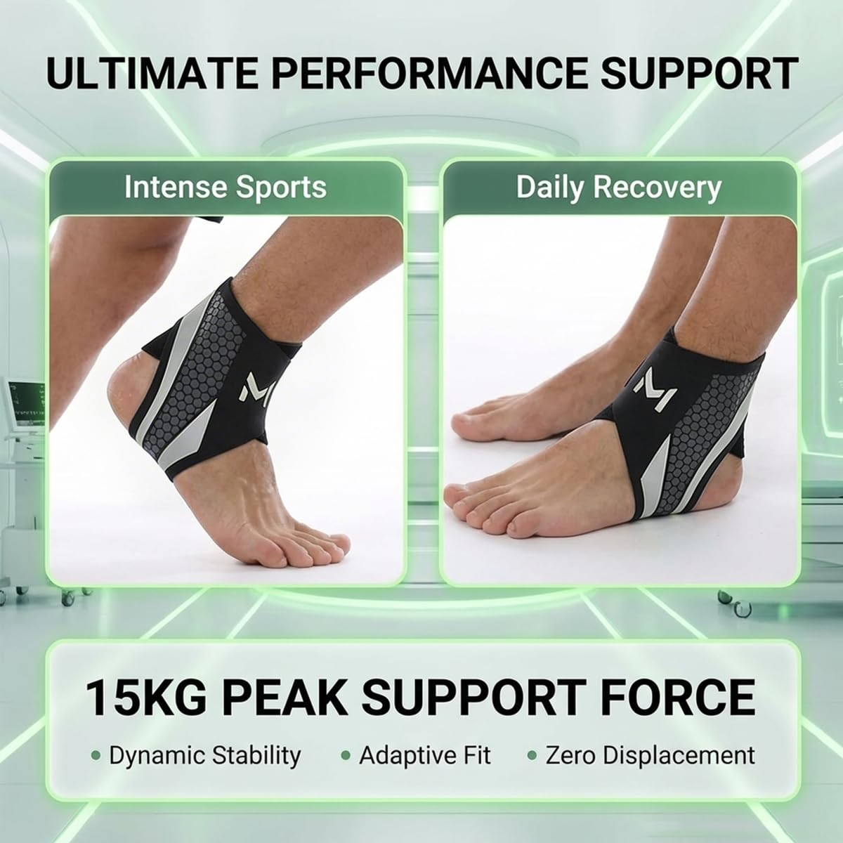 Ankle Brace 2 Pack, Adjustable Lace-Up Ankle Support with Stabilizing Straps, Breathable Compression Ankle Stabilizer for Running, Basketball, Sports & Daily Wear for Men & Women (Gray) — view 8