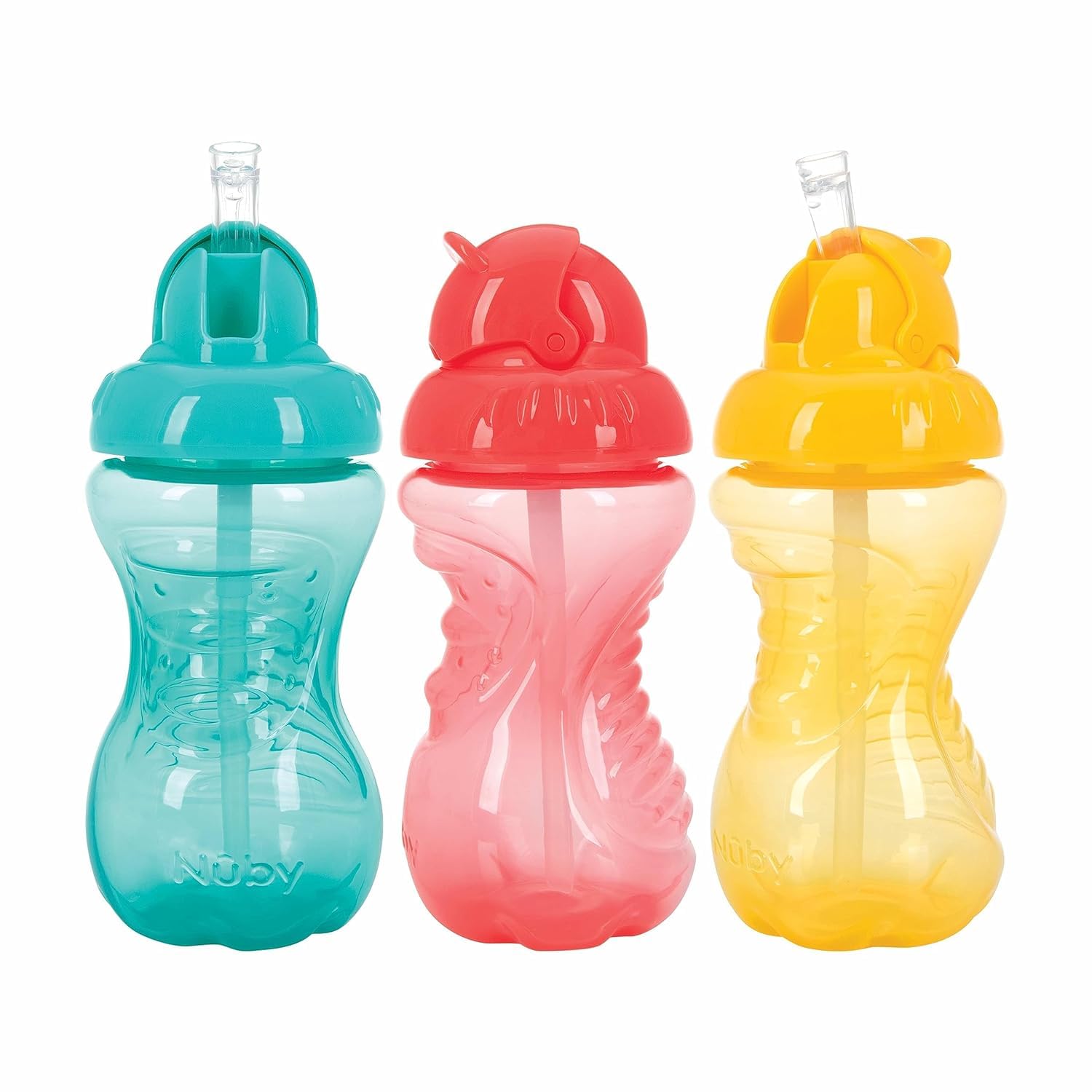Amazon.com : Nuby 3 Pack No Spill Flip it Soft Straw Toddler Sippy
