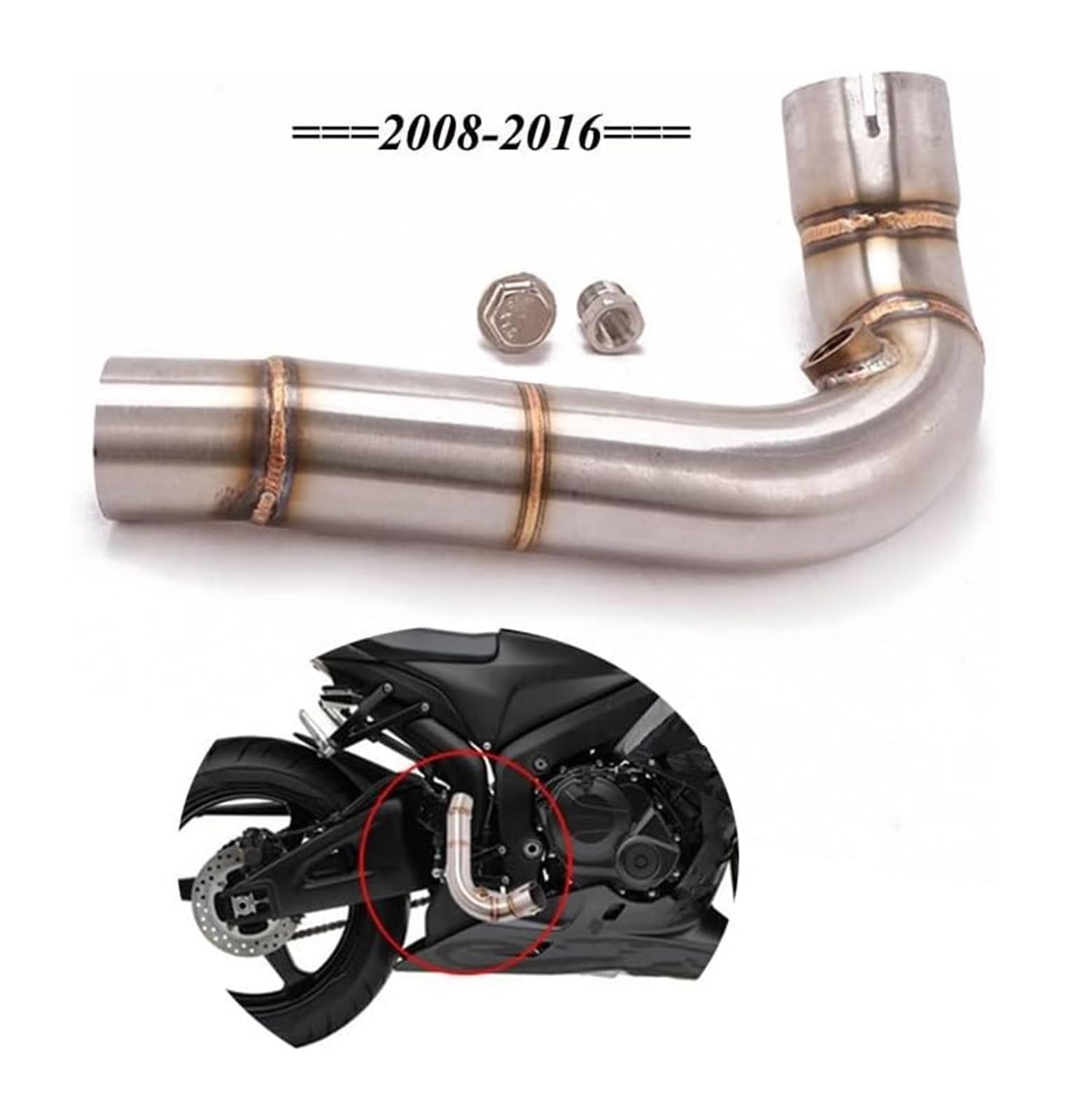 Auspuff Abgasanlage Für CBR600RR Für CBR600 RR F5 2008-2016 System Escape Moto Modifiziertes Mittelverbindungsrohr Slip-On-Motorrad-Auspuffrohr Motorrad