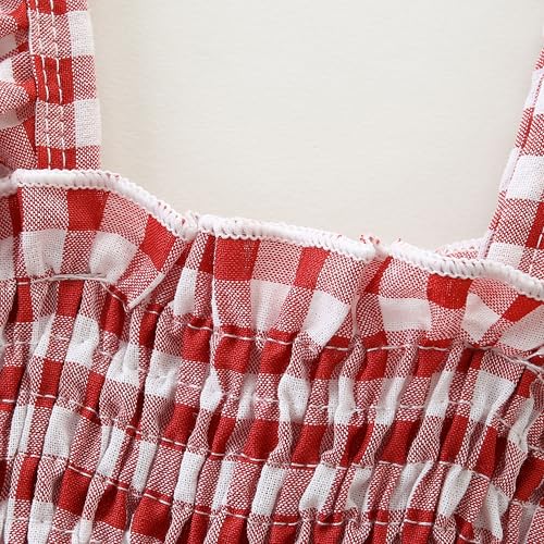 Baby Girl Clothes Romper overall Pants Plaid Sleeveless Ruffle Halter Jumpsuit3