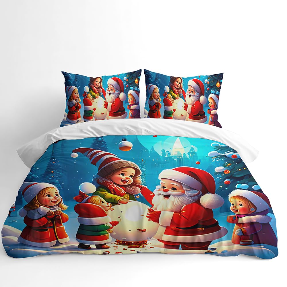 Adam Home Christmas Bedding Duvet Quilt Cover With Pillowcases Home Bedroom Decor Double Duvet Cover Set|Santa Claus with Kids
