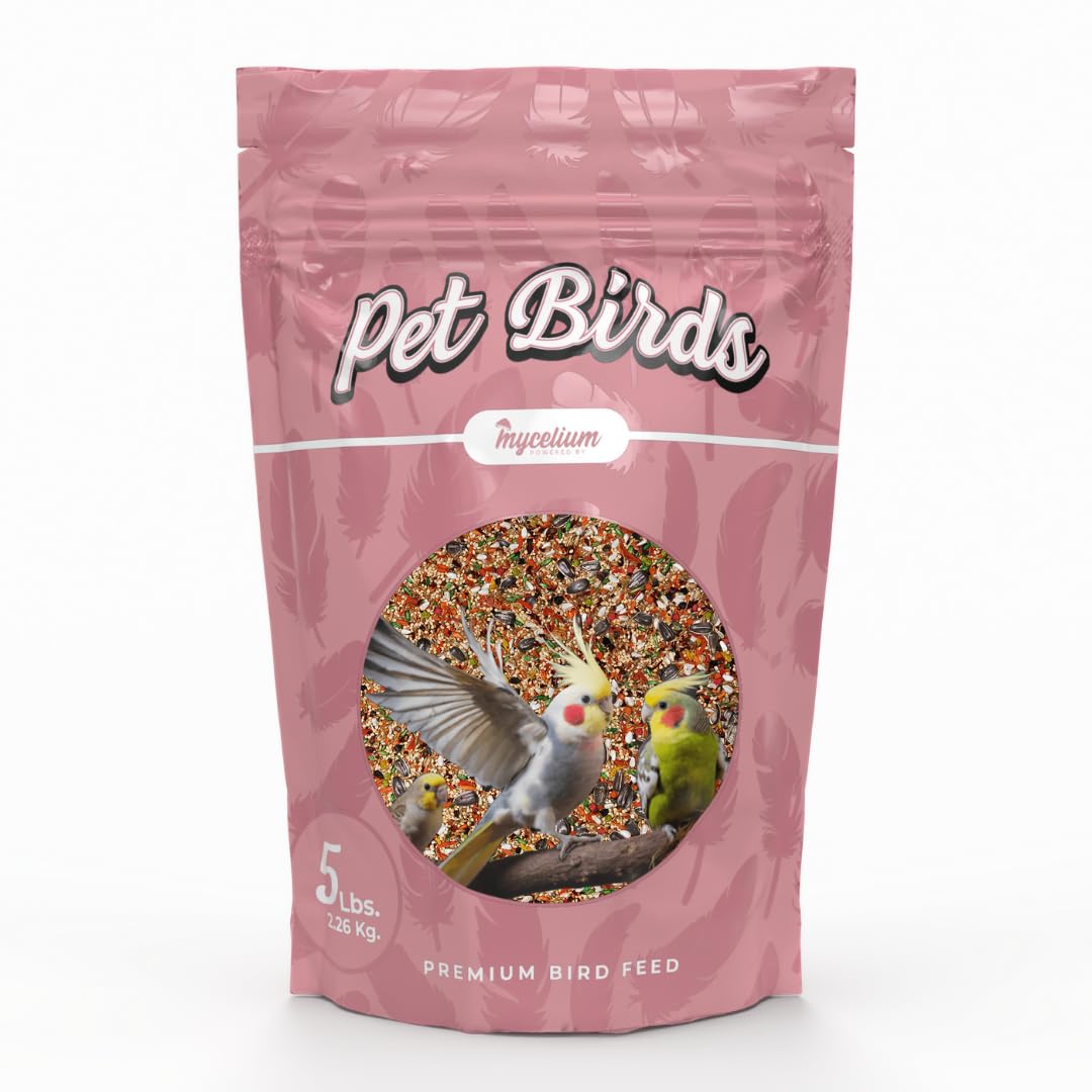 Mycelium Pet Bird Harvest Blend Bird Seed | Organic Food for Cockatiels, Lovebirds & Conures | Fruits, Vegetables, Egg, Vitamins & Minerals | Supports Feather & Digestive Health | 5 lb Bag