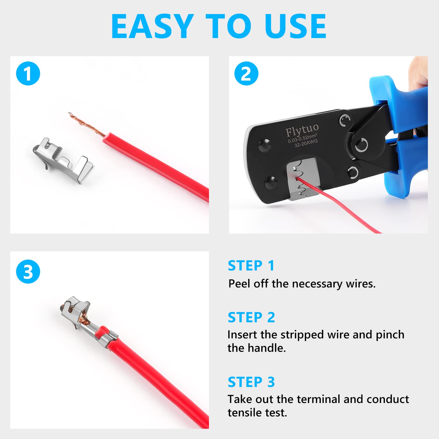 Mikro-Steckverbinder-Pin-Crimpwerkzeuge für Molex, JST, JAE, D-Sub – Stecker-Crimper für 32–20 AWG/0,03–0,52 mm² – kompatibel mit offenem Schaft, Molex, Jst