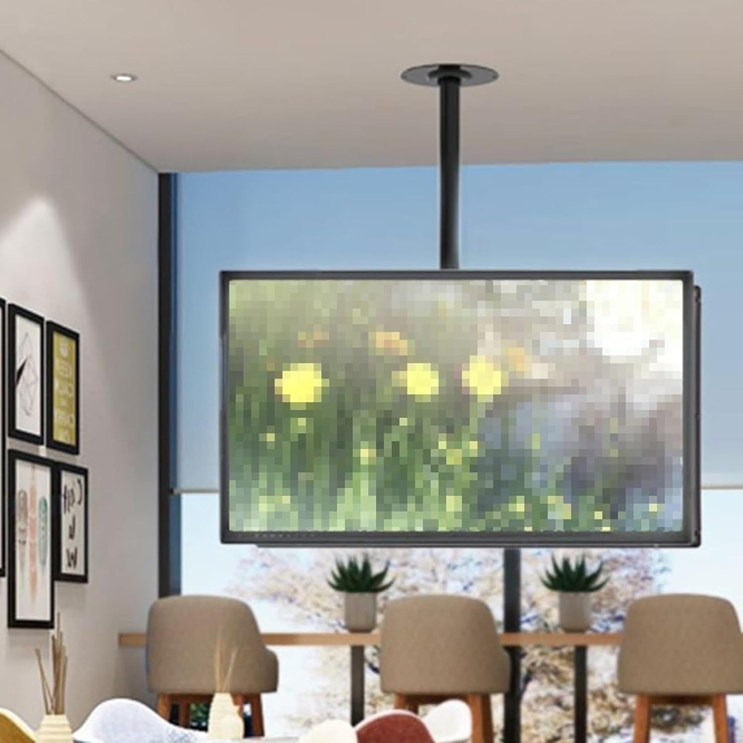 Supporto TV Regolabile A Soffitto con Braccio per Monitor - Supporto TV A Doppia Faccia, Supporto TV Inclinabile E Girevole, Adatto A TV da 32-70 Pollici, Regolazione in Altezza, Senza