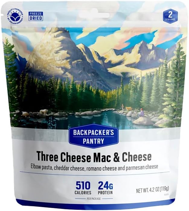 Backpacker's Pantry Three Cheese Mac & Cheese - Freeze Dried Backpacking & Camping Food - Emergency Food - 24 Grams of Protein, Vegetarian - 1 Count
