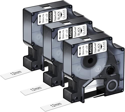 Miniatura 8 de NineLeaf Paquete de 3 cintas de etiquetas compatibles con Dymo D1 45018 S0720580 de 0.472 in, 12 pulgada, negro sobre amarillo, para LabelManager