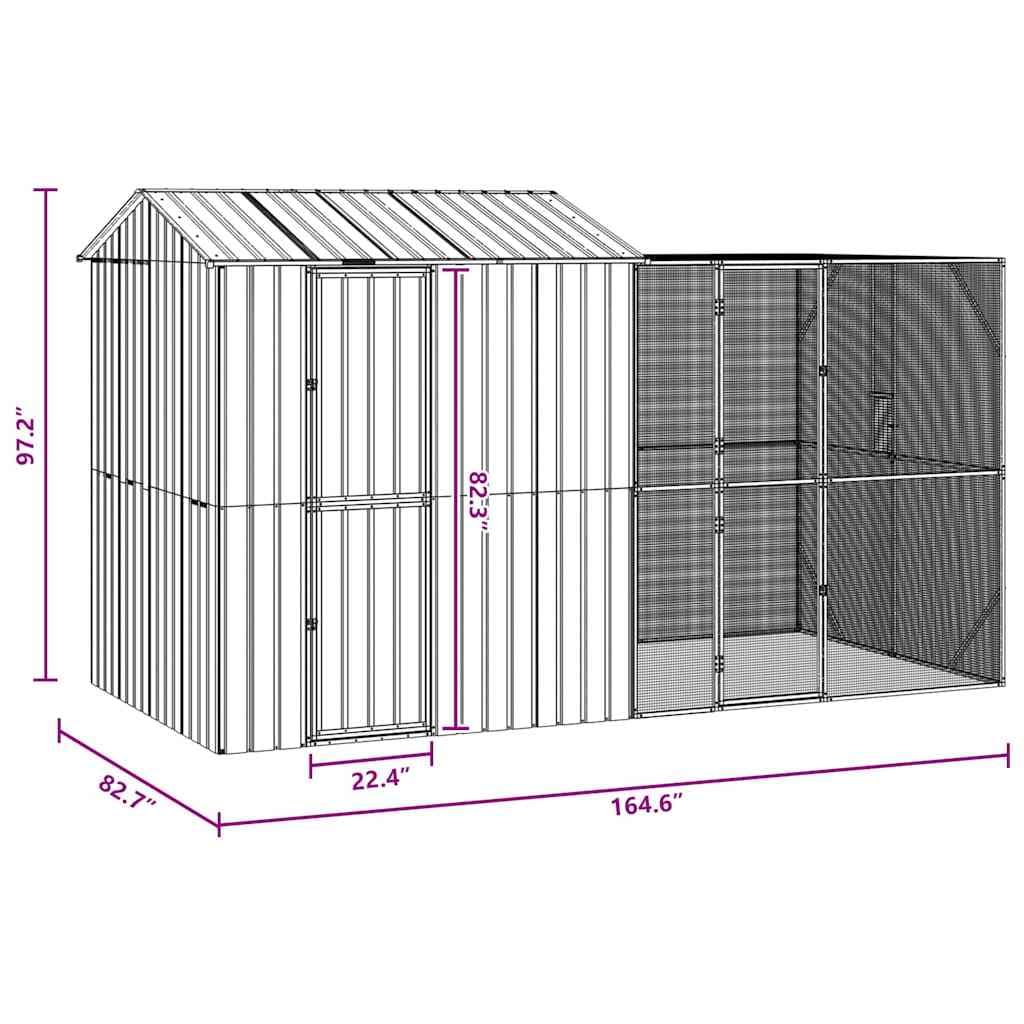 INLIFE Vogelkäfig Anthrazit 418 x 210 x 247 cm Verzinkter Stahl,Tier- & Haustierbedarf,Haustierbedarf,Vogelbedarf,Vogelkäfige & -ständer,Anthrazit,127.35 KG,3325156