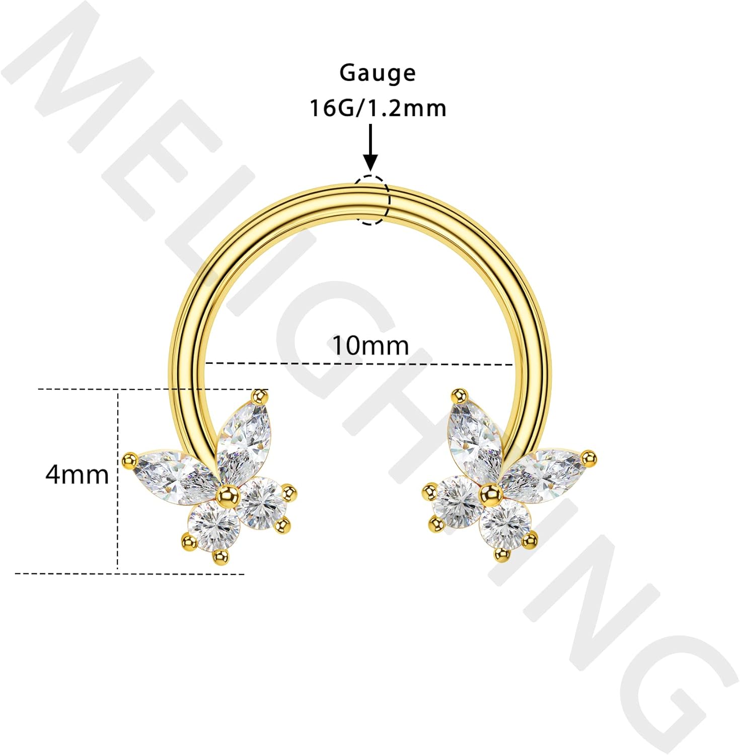 Melighting Butterfly Septum Rings 16G Daith Earrings 316L Surgical Steel Septum Jewelry Clear CZ Nose Rings Hoop Helix Earrings Cartilage Piercing Jewelry for Women - Image 8
