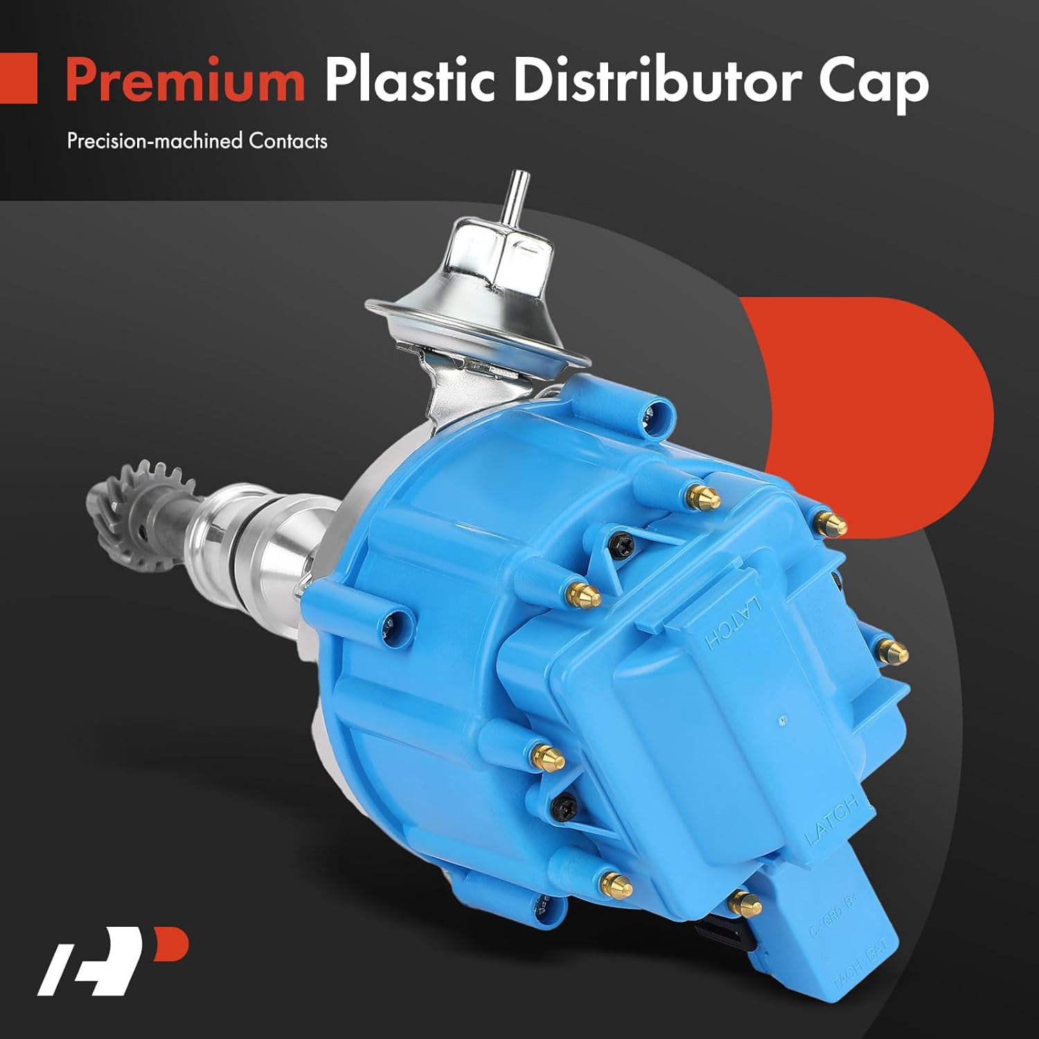 A-Premium Ignition Distributor with Cap and Rotor Compatible with Ford 351C 351M 400 429 460 HEI Distributor 7500 RPM 65K Coil, Blue
