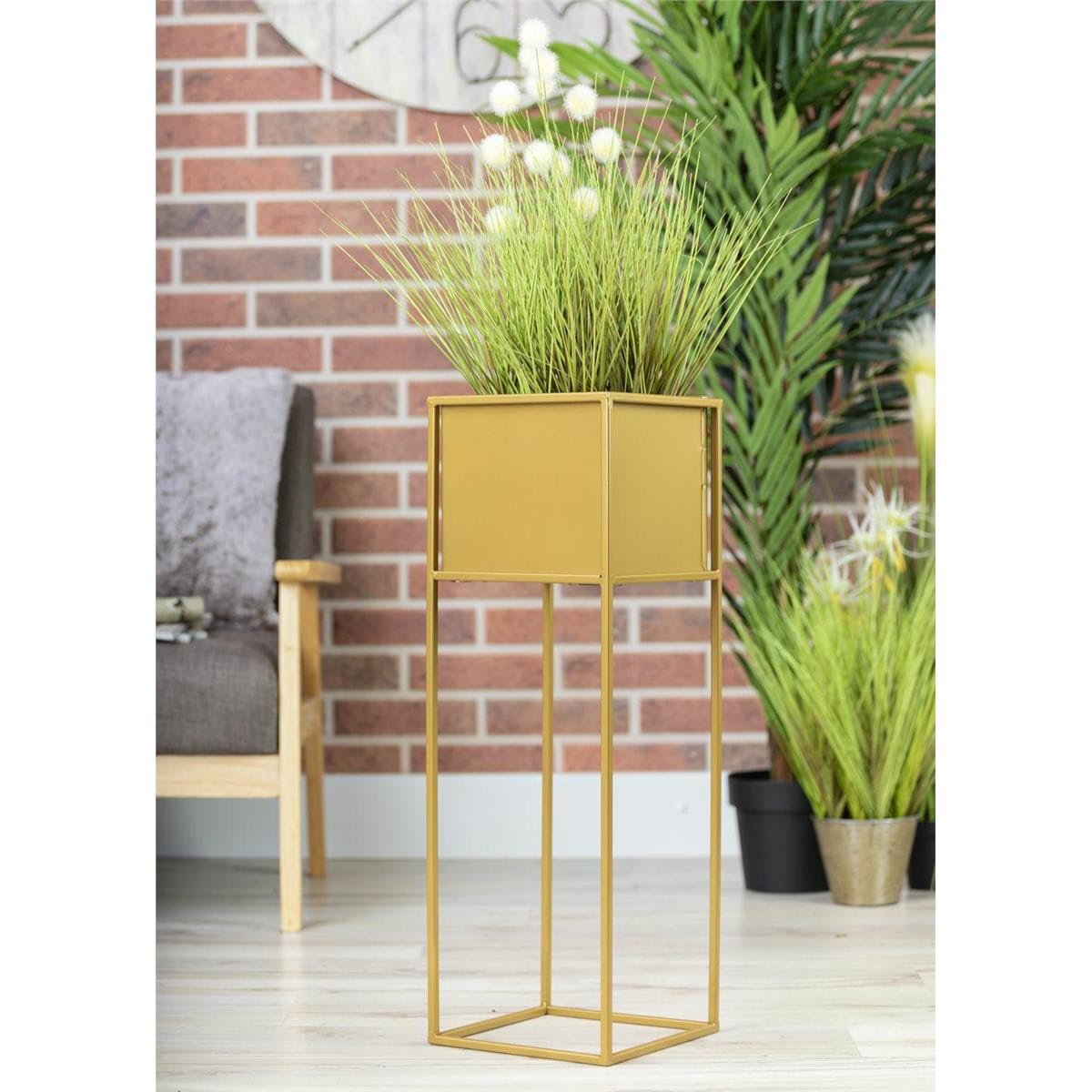 Nowoczesny kwietnik stojak złotym 70 cm