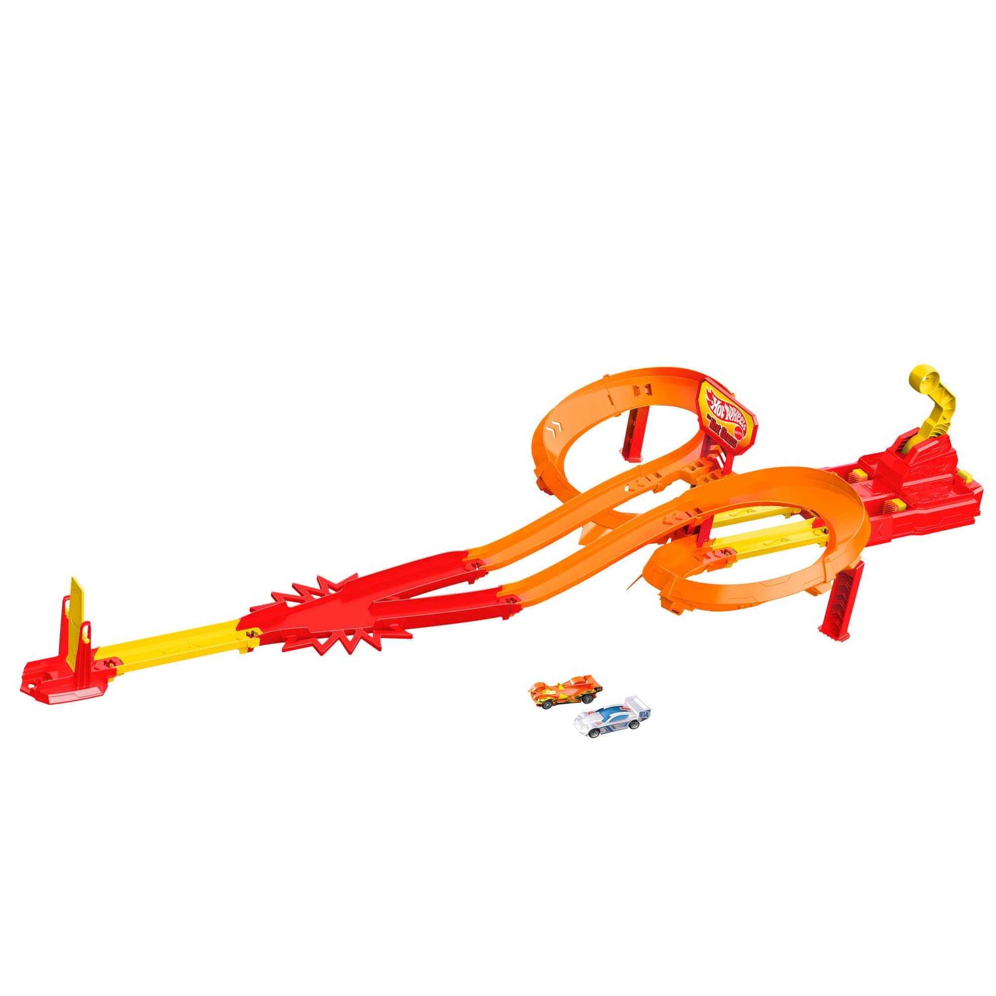 Hot Wheels oyuncak araba ve pist seti, 2 adet 1:64 ölçekli metal araçla yarış ve çarpışma, Hot…