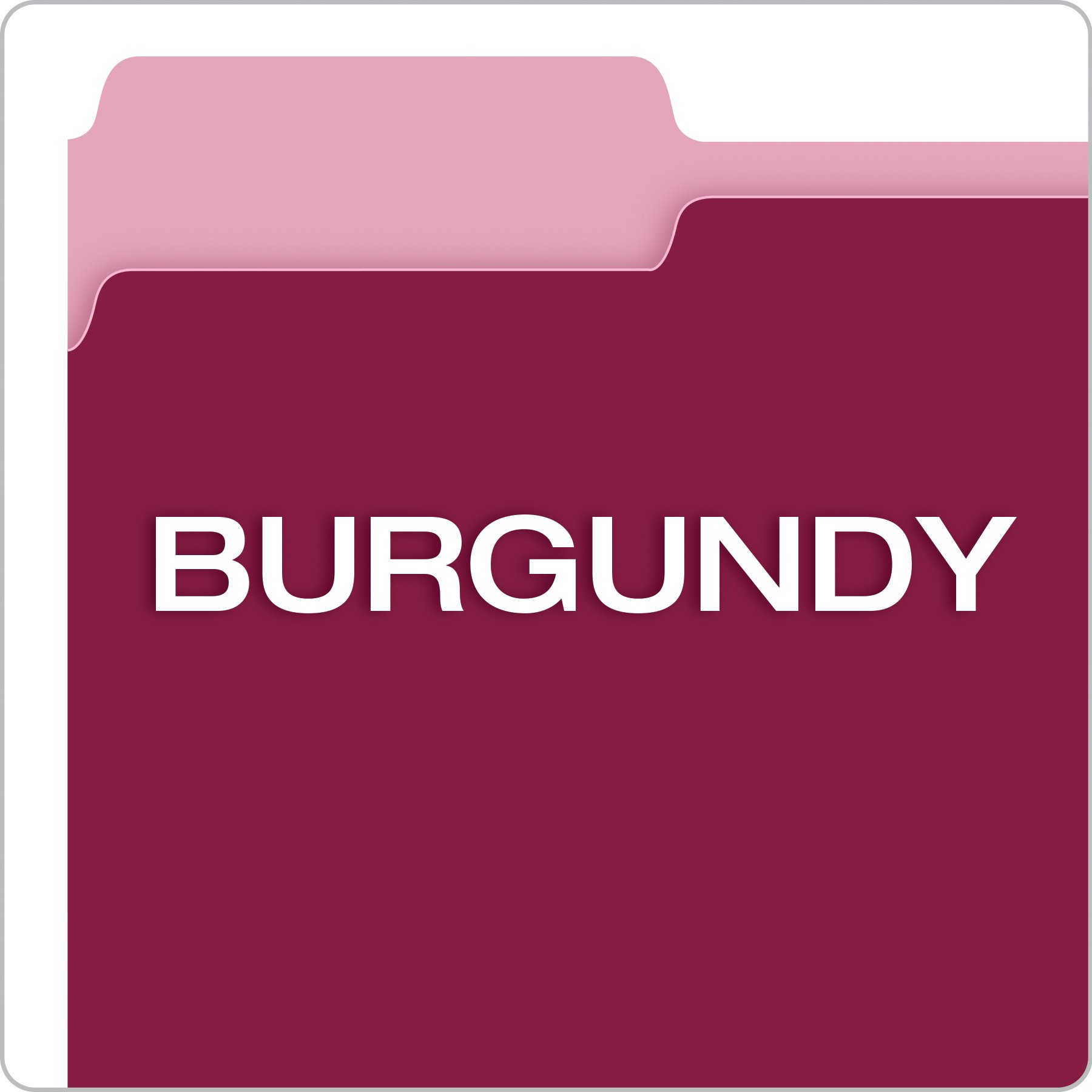 Two-Tone file dosya, 1/3 Cut Top Tab, Letter, Burgundy/Light Burgundy, 100/box