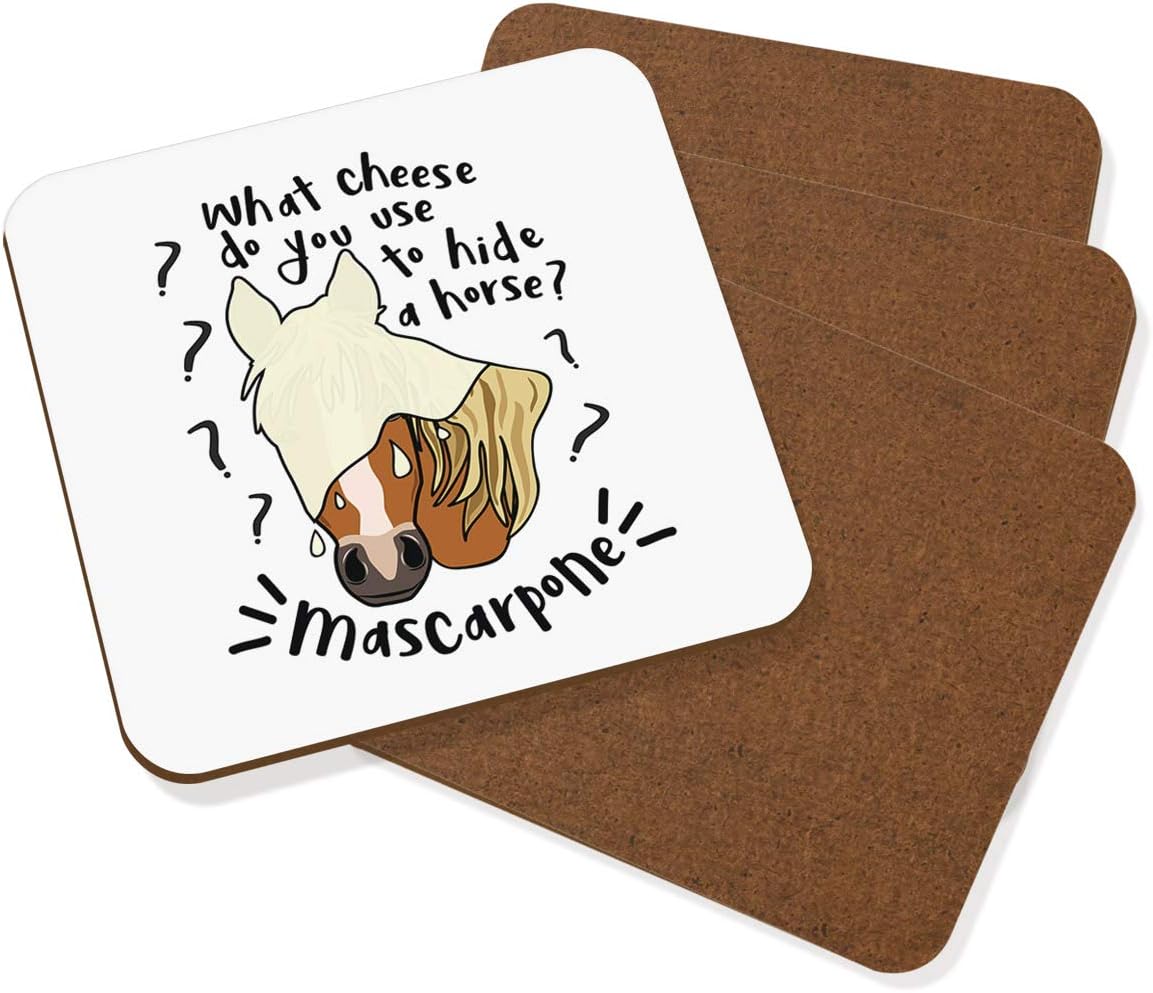 Mascarpone Horse Joke Coaster Drinks Mat Set of 4