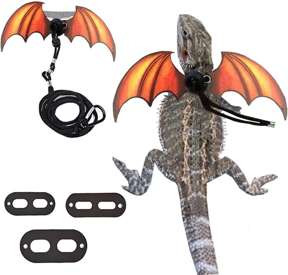 3 Packs Bearded Dragon Harness , Bearded Dragon Lizard Leash Harness Adjustable (3 Sizes), Soft Leather Reptile Lizard Leash for…