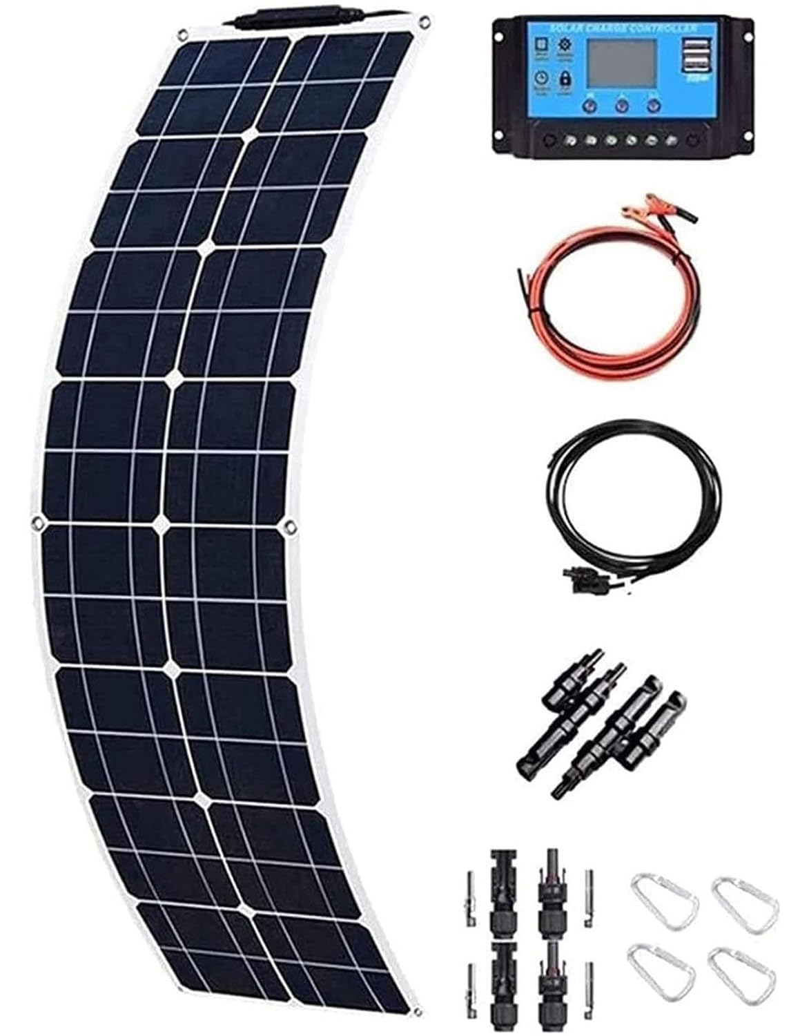 GZGHRZQS Monocrystalline Solar Panel Kit 200W/400W/800W Ultra-Thin, Flexible Solar Panels Alternative 12V-24V ETFE Panels With 40A Controller, For Family, Caravan, Boat