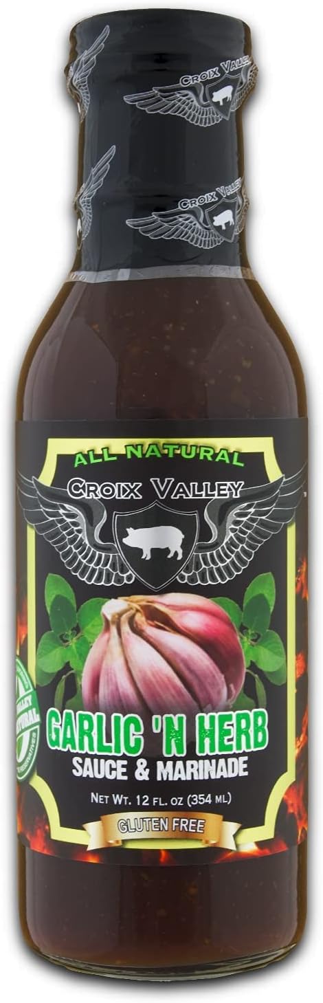 CROIX VALLEYAll Natural and Gluten Free, Garlic n' Herb Sauce & Marinade, 12 Ounce, (Pack of 3)