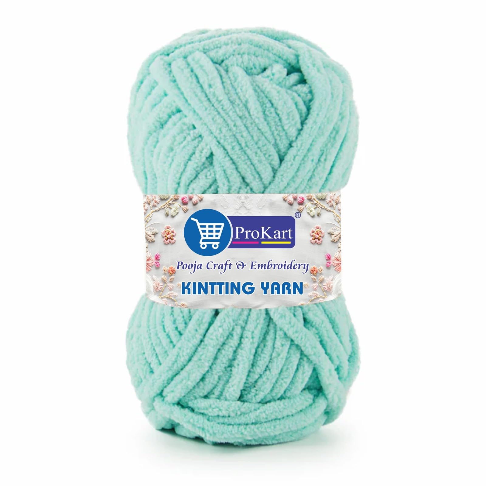 ProKart Premium Blankie Wool, Plush & Cuddly, Chenille Yarn Supersoft Hand Knitting Wool Ball | Blanket Thick/Mottu Yarn Ball Suitable for Hand Knitting and Crocheting (Mint Green, 100gms x 1 Pack)