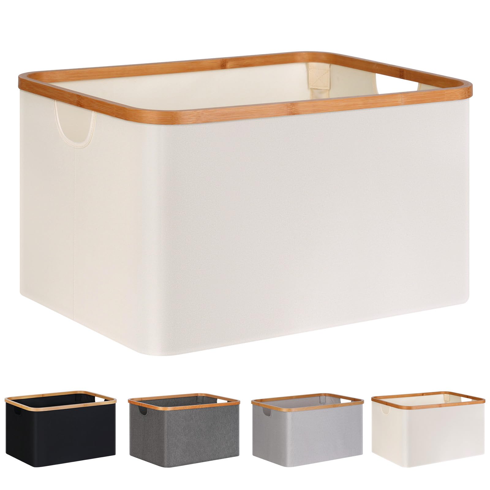 efluky Panier à Linge Pliable 60L, Tissu Bambou Panier de Rangement Pliable, Rangement Panier à Linge, Laundry Baskets pour Chambre à Coucher Salle de Bain (Beige)