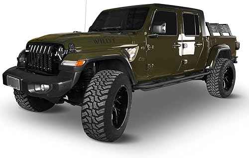 Miniatura 2 de Hooke Road Gladiator - Barra de estribos laterales de longitud de cabina Nerf, rieles deslizantes para Jeep Gladiator JT Pickup Sport Willys