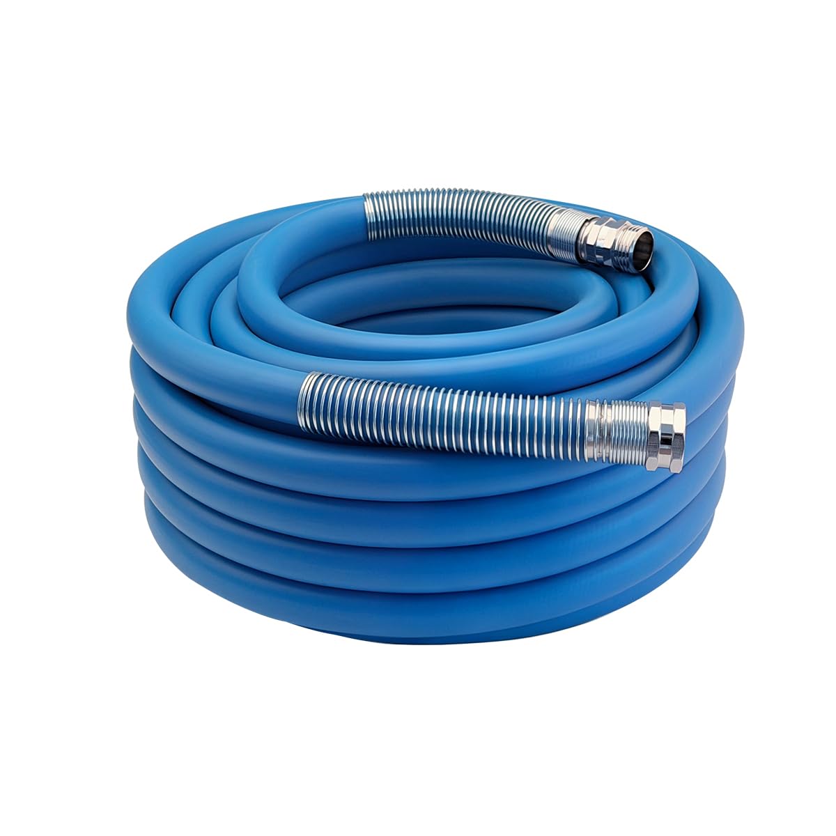 Guitrees 2026 Upgraded Garden Hose 50FT x 5/8", Heavy Duty Rubber Water Hose with Five Layered Braiding, Swivel male and female Nickel-plated Brass Fittings, 1000PSI Burst, 300PSI Working (Blue)