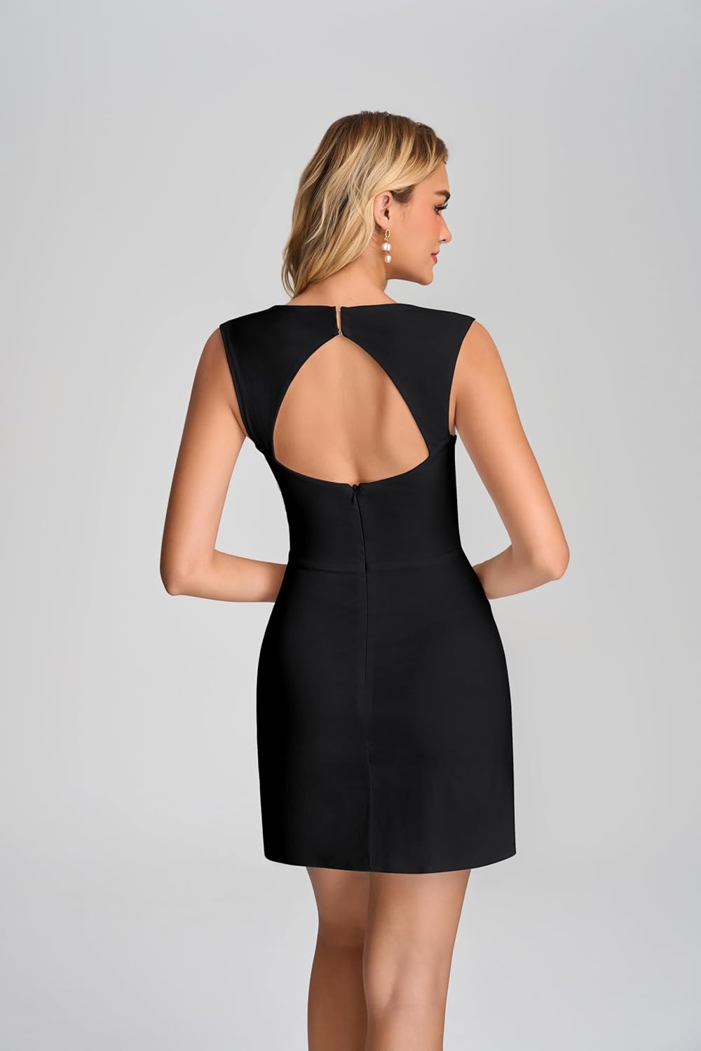 Parthea Women's Summer Square Neck Bodycon Mini Dress Sleeveless Back Cutout Party Club Dresses - Image 2