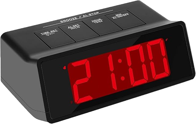 KWANWA Digital Alarm Clock Battery Powered Adjustable Brightness, Loud Alarm, Snooze Function, Red LED Display, Battery Alarm Clock for Desk Table Bedside Bedroom Nightstand Cordless LED Clock