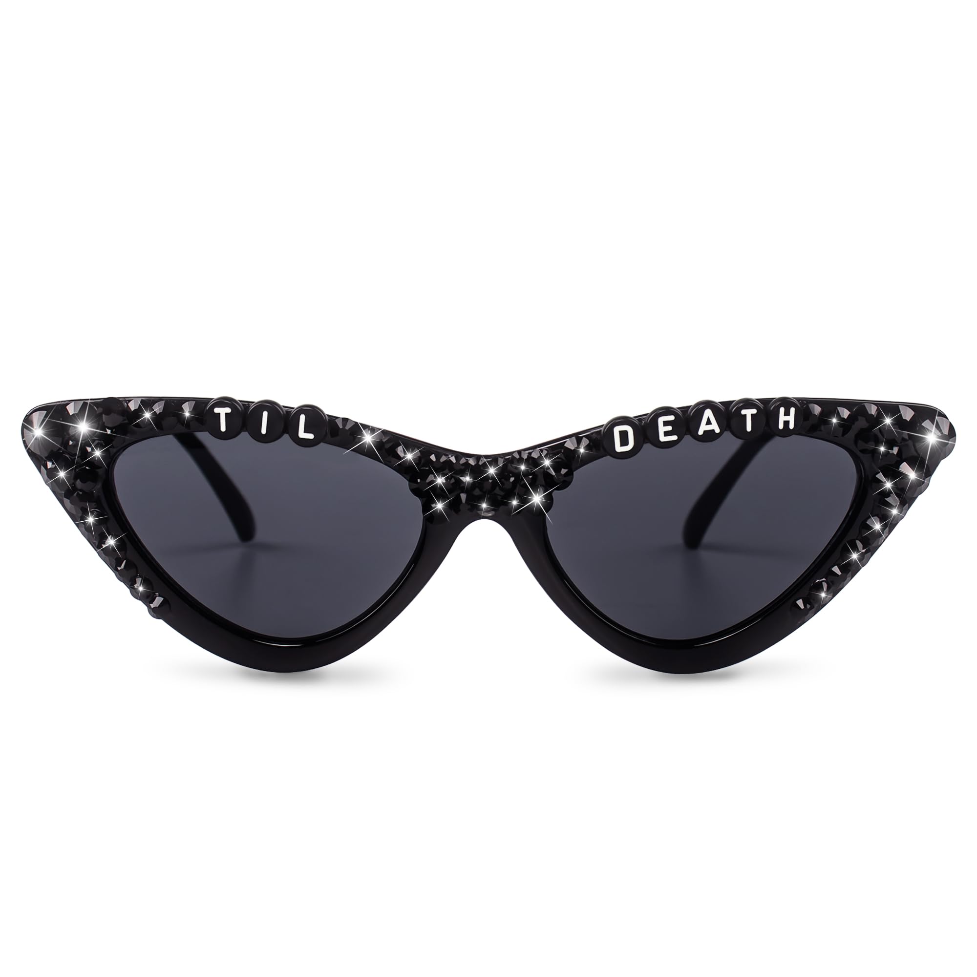 JUSTOTRY Til Death Bachelorette Party Sunglasses for Women,Shiny Pearl Goth Bride Sunglasses for Bachelorette Party Gift